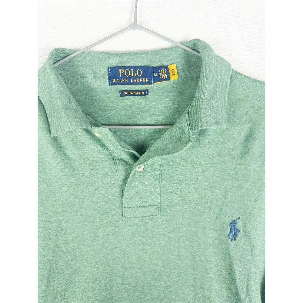 Polo Ralph Lauren Custom Slim Fit Long Sleeve Polo Shirt Mens M Mint Green Prepp